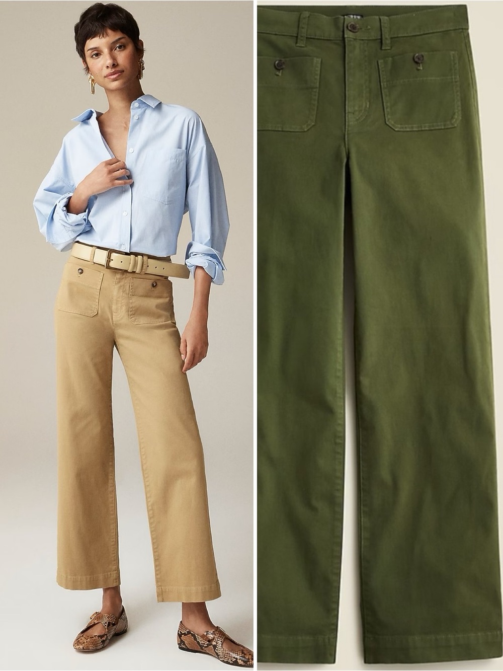 J. Crew Sailor Slim Wide-Leg Chino Pants